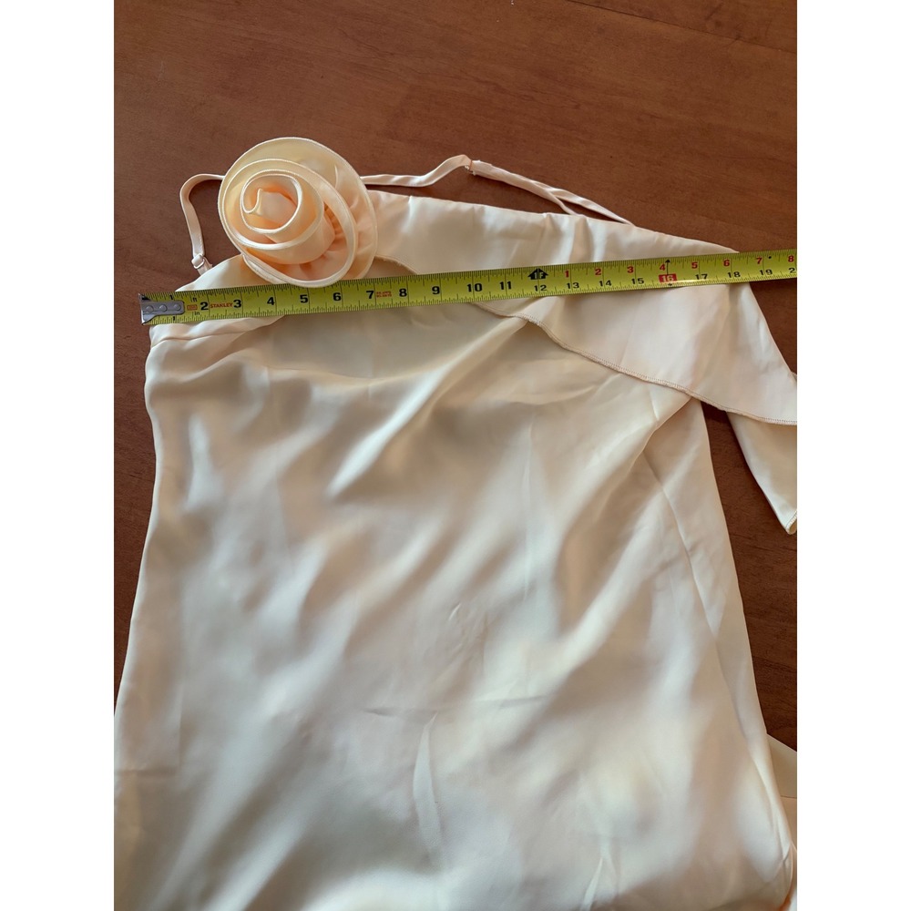 Petal & Pup Women One Shoulder Ruffle Maxi Dress Yellow Floral Rosette Size L - Picture 9 of 13
